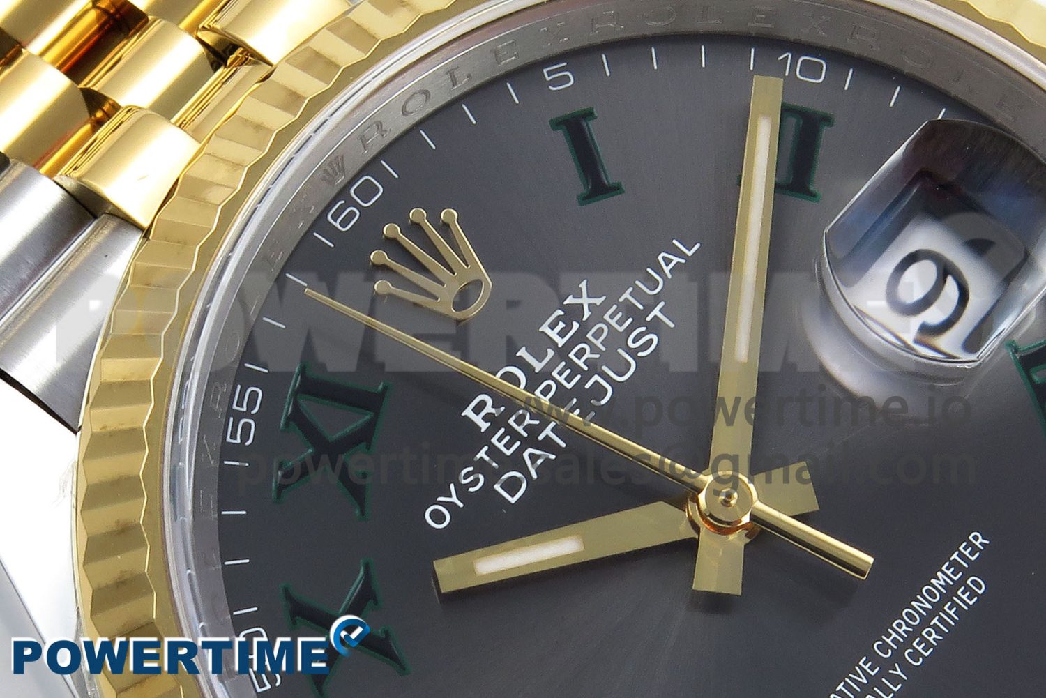 DateJust 36 126233 Clean 1:1 Best Edition 904L Steel Gray Dial Green Roman Marker on SS/YG Jubilee Bracelet VR3235 - Image 4