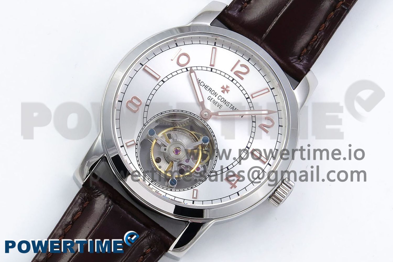 Traditionnelle Tourbillon SS RMSF Best Edition Silver Dial on Brown Leather Strap - Image 2