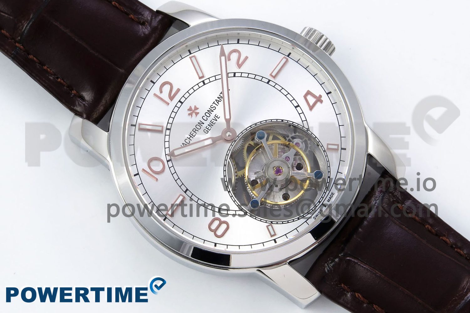 Traditionnelle Tourbillon SS RMSF Best Edition Silver Dial on Brown Leather Strap - Image 3