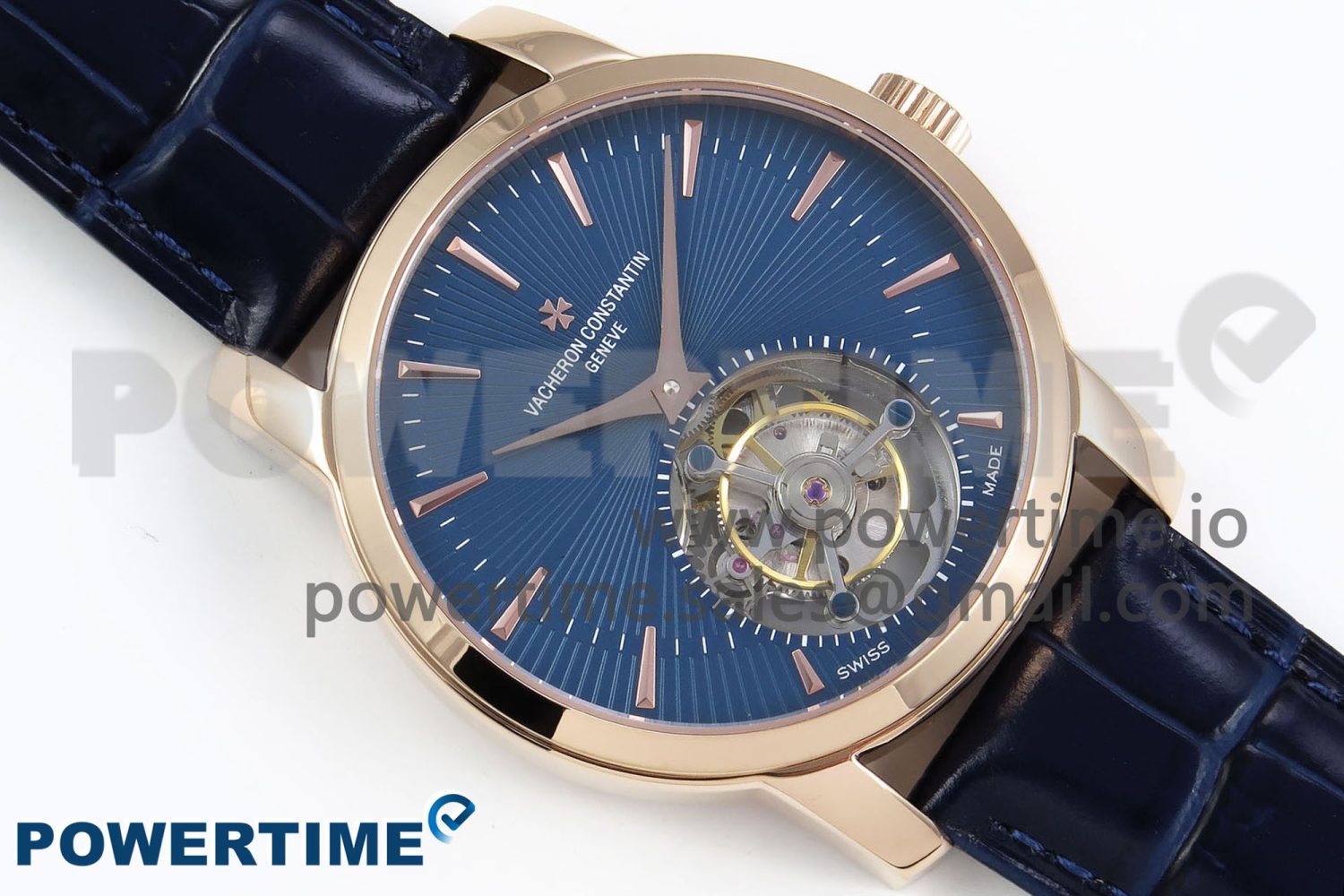 Traditionnelle Tourbillon RG RMSF Best Edition Blue Textured Dial on Blue Leather Strap - Image 3