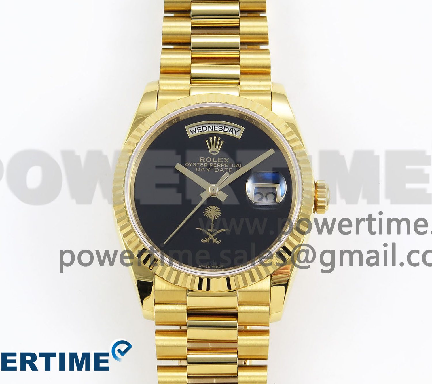 Day Date 36 YG RAF 1:1 Best Edition Black Oman Dial on YG Bracelet A2836