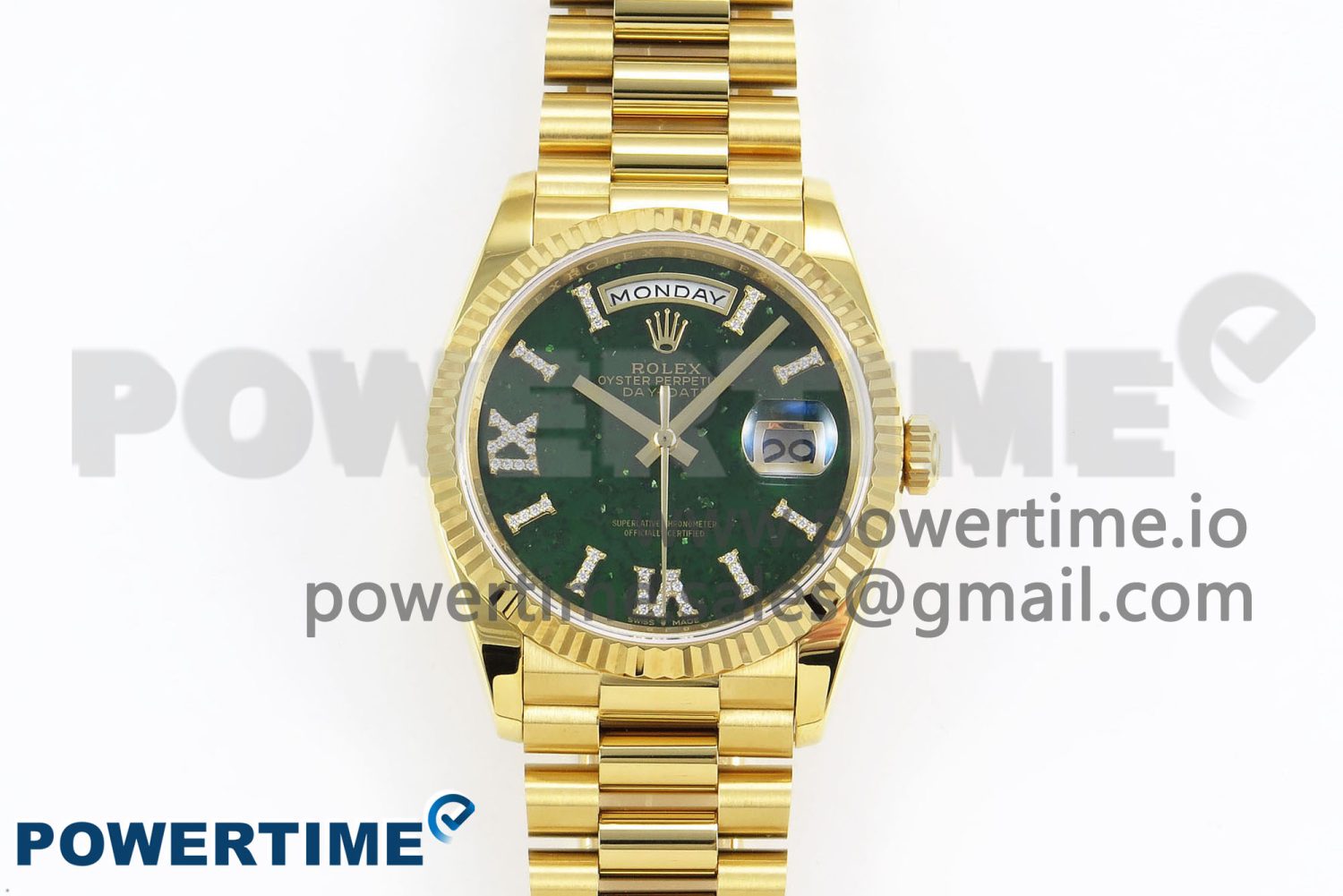 Day Date 36 YG RAF 1:1 Best Edition Green Stone Roman Dial on YG Bracelet A2836 - Image 1
