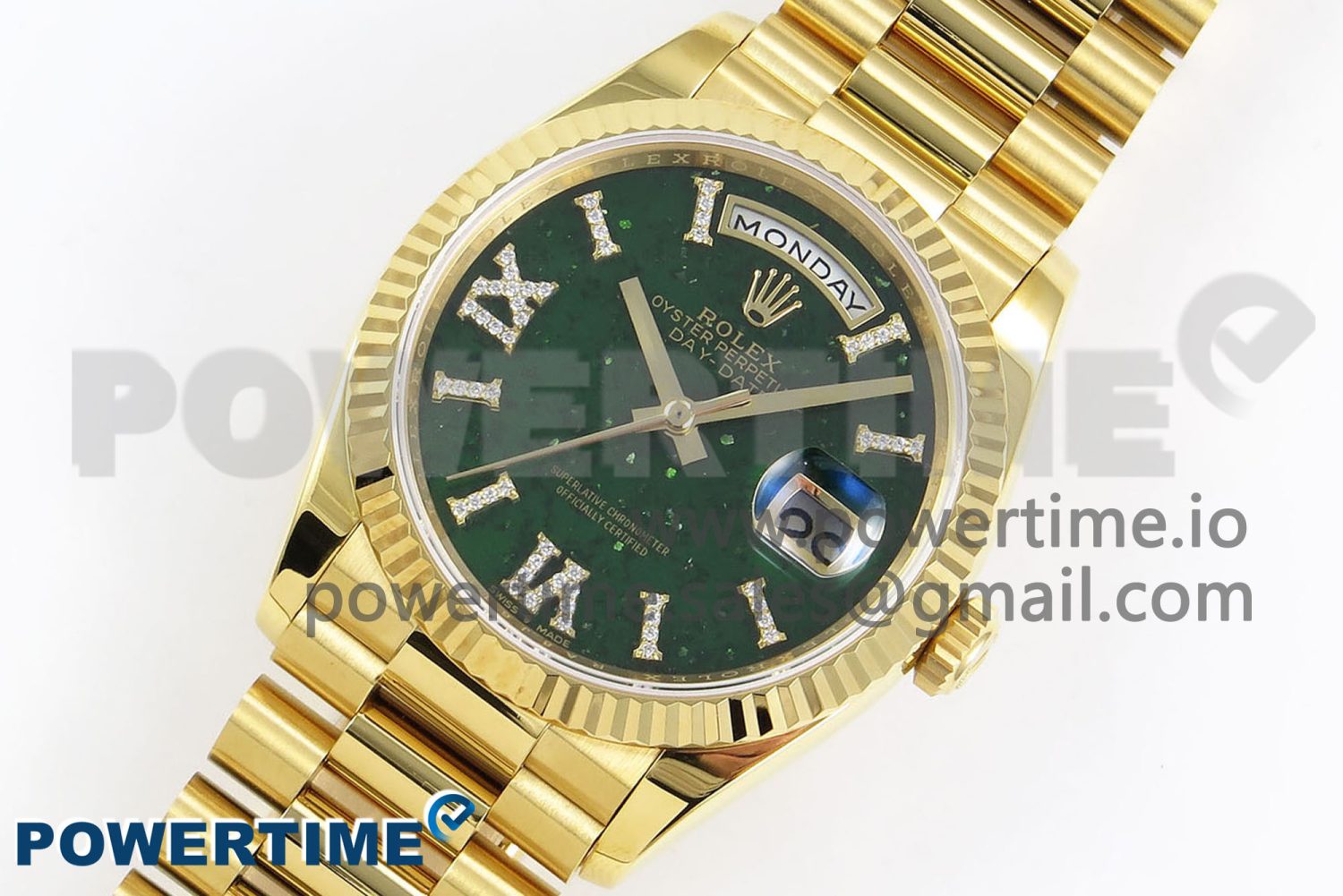 Day Date 36 YG RAF 1:1 Best Edition Green Stone Roman Dial on YG Bracelet A2836 - Image 2