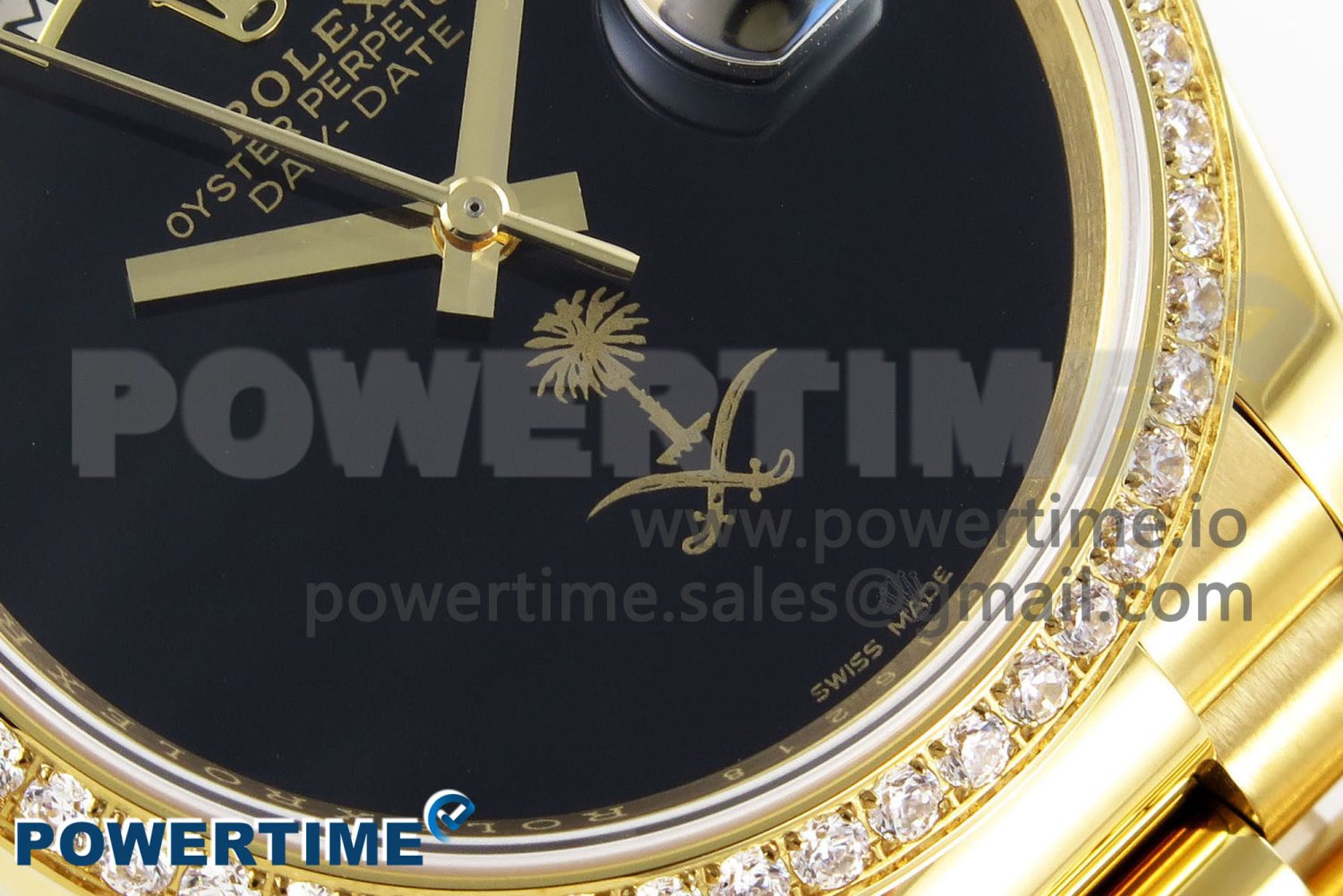 Day Date 36 YG RAF 1:1 Best Edition Black Oman Dial Diamonds Bezel on YG Bracelet A2836 - Image 5