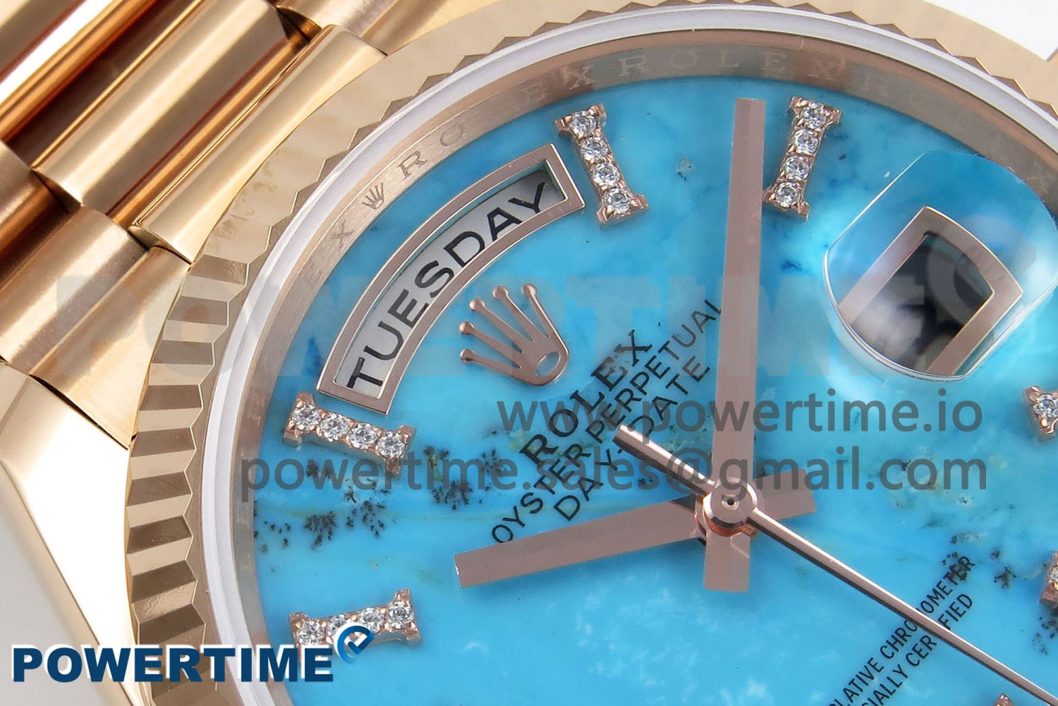 Day Date 36 RG RAF 1:1 Best Edition Tiffany Blue Stone Roman Dial on RG Bracelet A2836 - Image 4