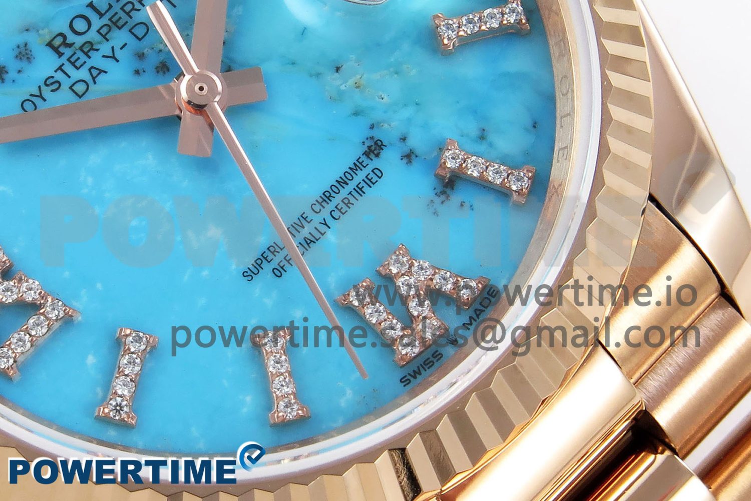 Day Date 36 RG RAF 1:1 Best Edition Tiffany Blue Stone Roman Dial on RG Bracelet A2836 - Image 5