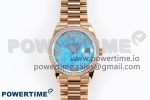 Day Date 36 RG RAF 1:1 Best Edition Tiffany Blue Stone Roman Dial Diamonds Bezel on RG Bracelet A2836