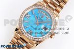 Day Date 36 RG RAF 1:1 Best Edition Tiffany Blue Stone Roman Dial Diamonds Bezel on RG Bracelet A2836 - Image 2