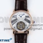 Rotonde Tourbillon RG RMSF Best Edition White Dial on Brown Leather Strap