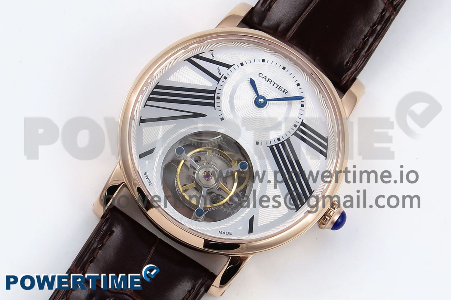 Rotonde Tourbillon RG RMSF Best Edition White Dial on Brown Leather Strap - Image 2