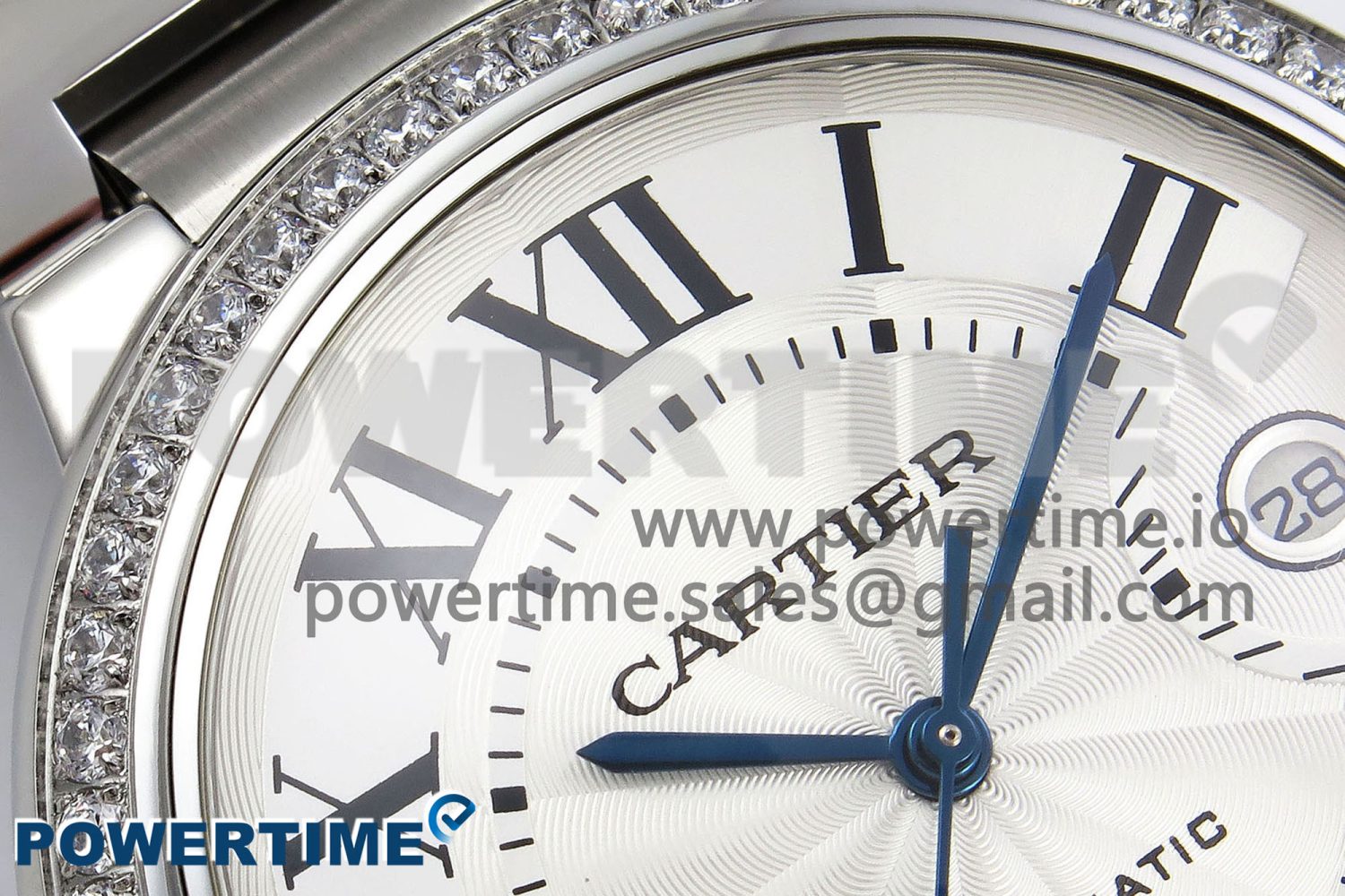 Ballon Bleu 42mm SS CHF 1:1 Best Edition White Texture Dial 1Line Diamonds Bezel on SS Bracelet A2824 - Image 4