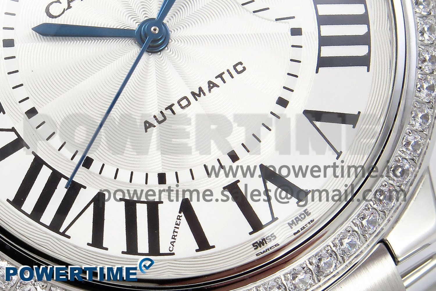 Ballon Bleu 42mm SS CHF 1:1 Best Edition White Texture Dial 1Line Diamonds Bezel on SS Bracelet A2824 - Image 5