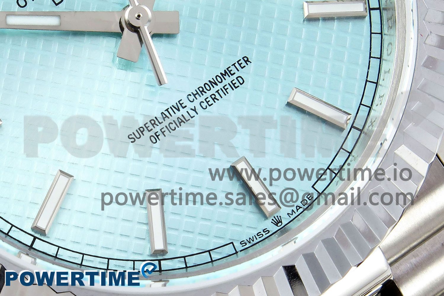 DayDate 40 SS JDF 904L Steel Ice Blue Textured Dial on President Bracelet VR3255 V3 (Gain Weight) - Image 5