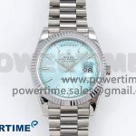 DayDate 40 SS QF 904L Steel Ice Blue Stick Dial on President Bracelet VR3255 V5 (Gain Weight)
