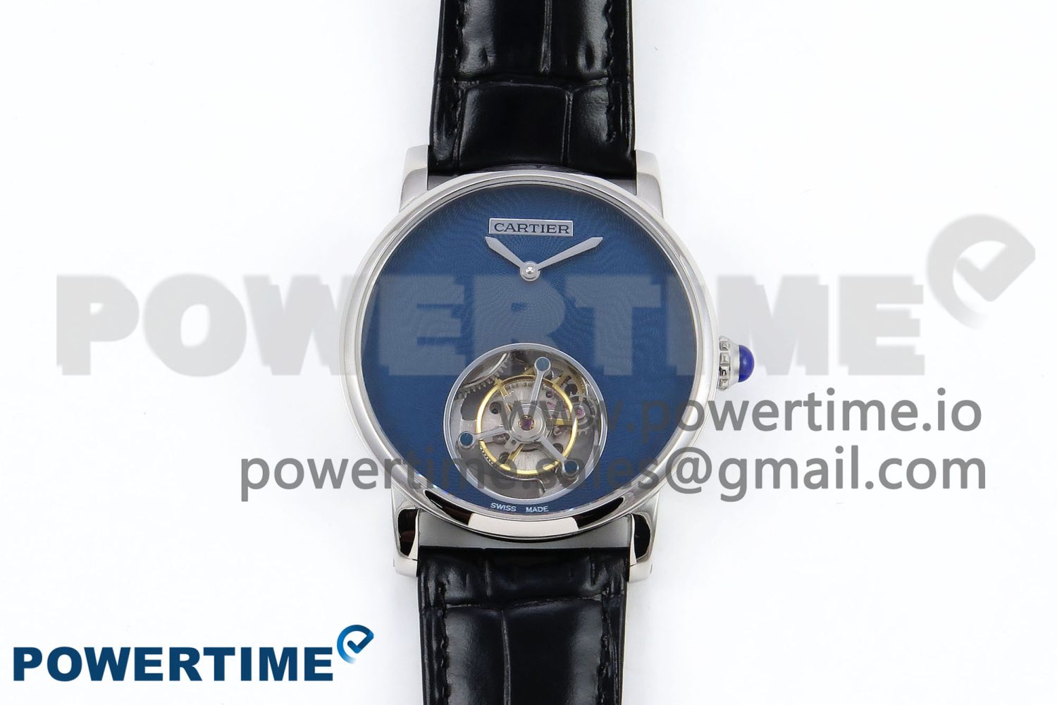 Rotonde Tourbillon SS RMSF Best Edition Blue Textured Dial on Black Leather Strap - Image 1