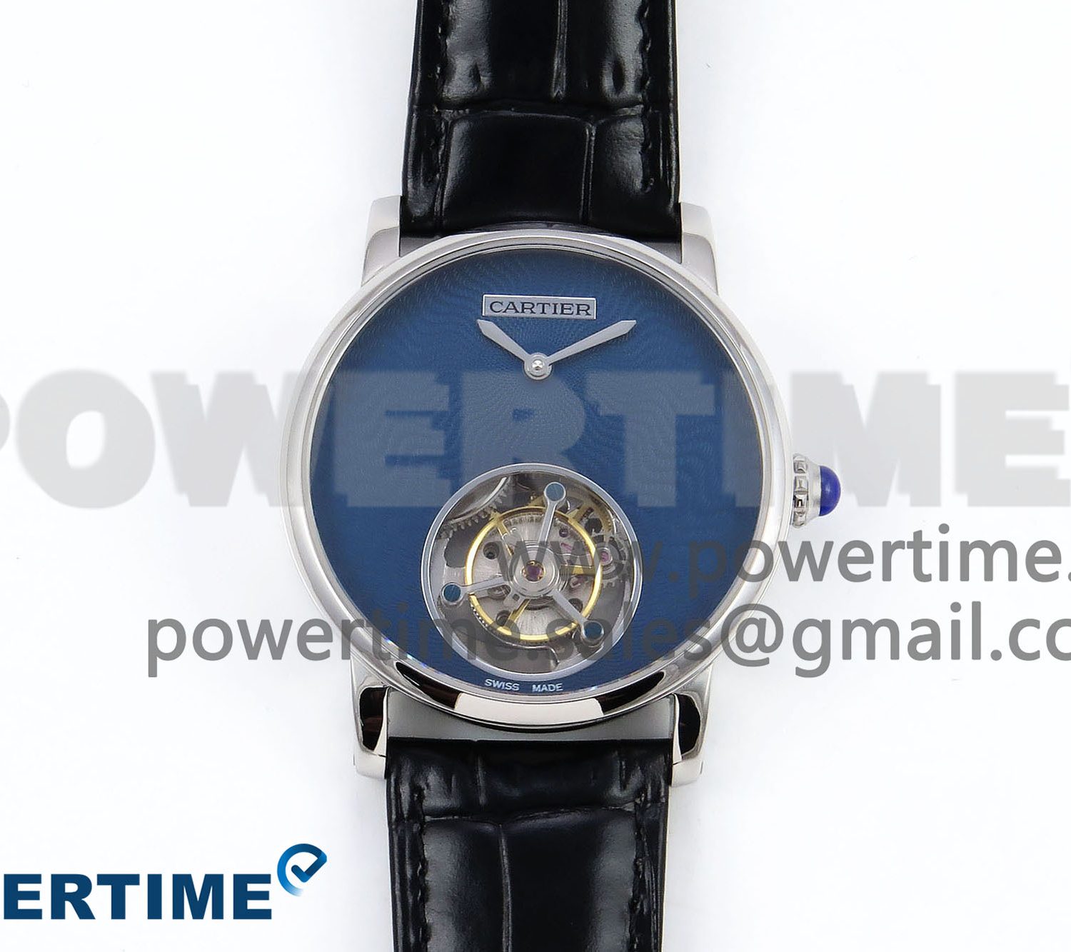 Rotonde Tourbillon SS RMSF Best Edition Blue Textured Dial on Black Leather Strap