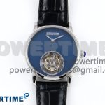Rotonde Tourbillon SS RMSF Best Edition Blue Textured Dial on Black Leather Strap