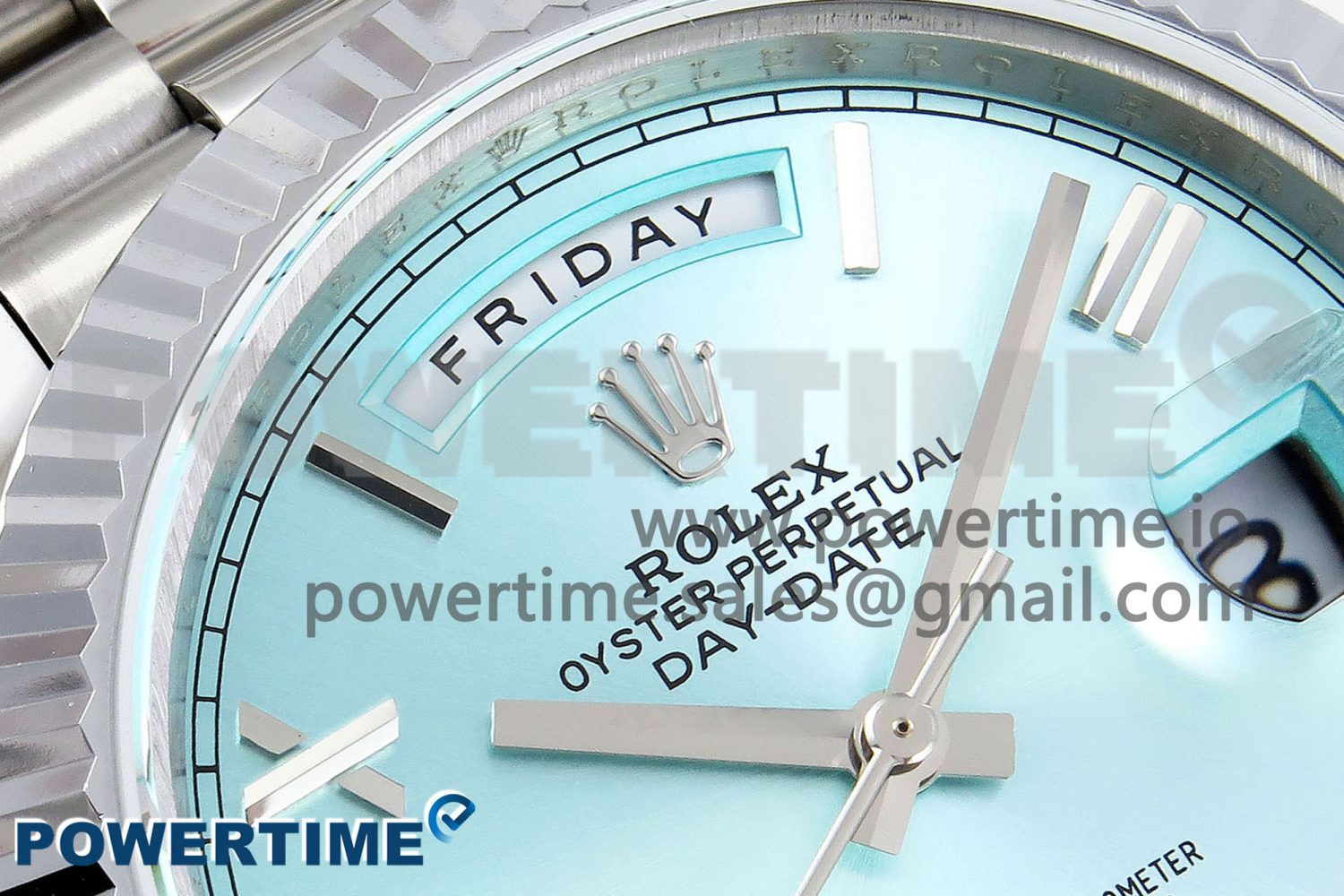 DayDate 40 SS JDF 904L Steel Ice Blue Roman Dial on President Bracelet VR3255 V3 (Gain Weight) - Image 4