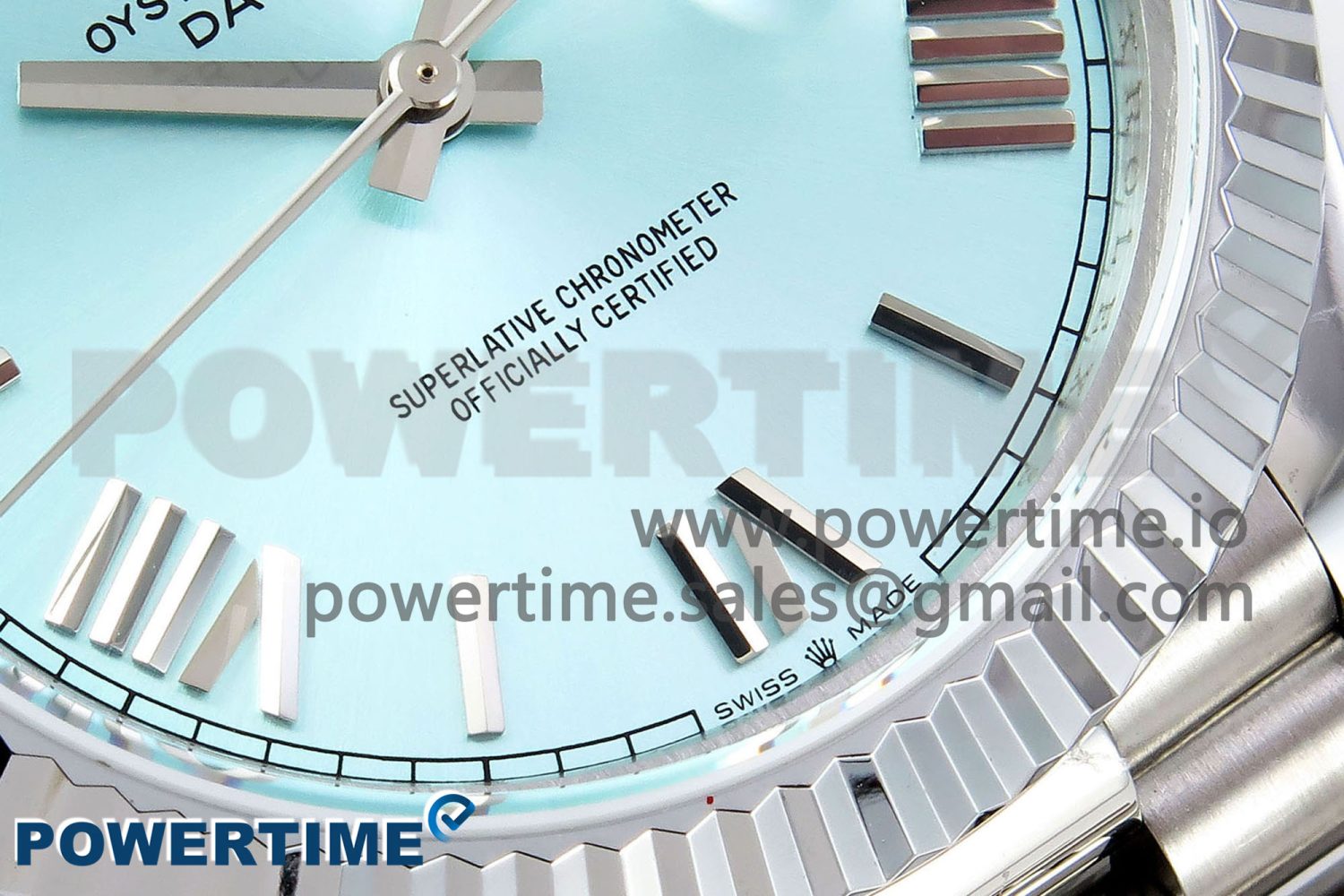 DayDate 40 SS JDF 904L Steel Ice Blue Roman Dial on President Bracelet VR3255 V3 (Gain Weight) - Image 5