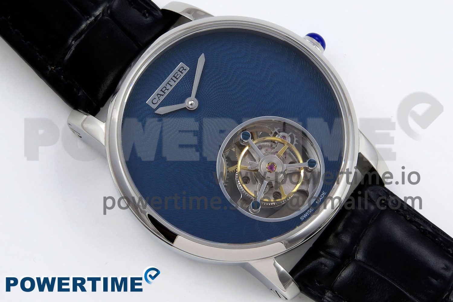 Rotonde Tourbillon SS RMSF Best Edition Blue Textured Dial on Black Leather Strap - Image 3