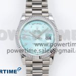DayDate 40 SS QF 904L Steel Ice Blue Crystal Dial on President Bracelet VR3255 V5 (Gain Weight)