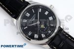 Master Moonphase SS APSF 1:1 Best Edition Black Roman Dial on Black Leather Strap AL899 - Image 3
