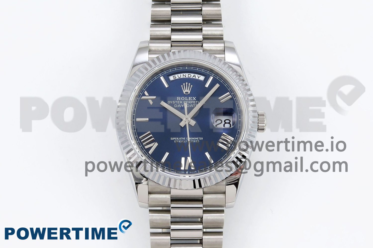 DayDate 40 SS JDF 904L Steel Blue Roman Dial on President Bracelet VR3255 V3 (Gain Weight) - Image 1