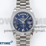 DayDate 40 SS QF 904L Steel Blue Roman Dial on President Bracelet VR3255 V5 (Gain Weight)