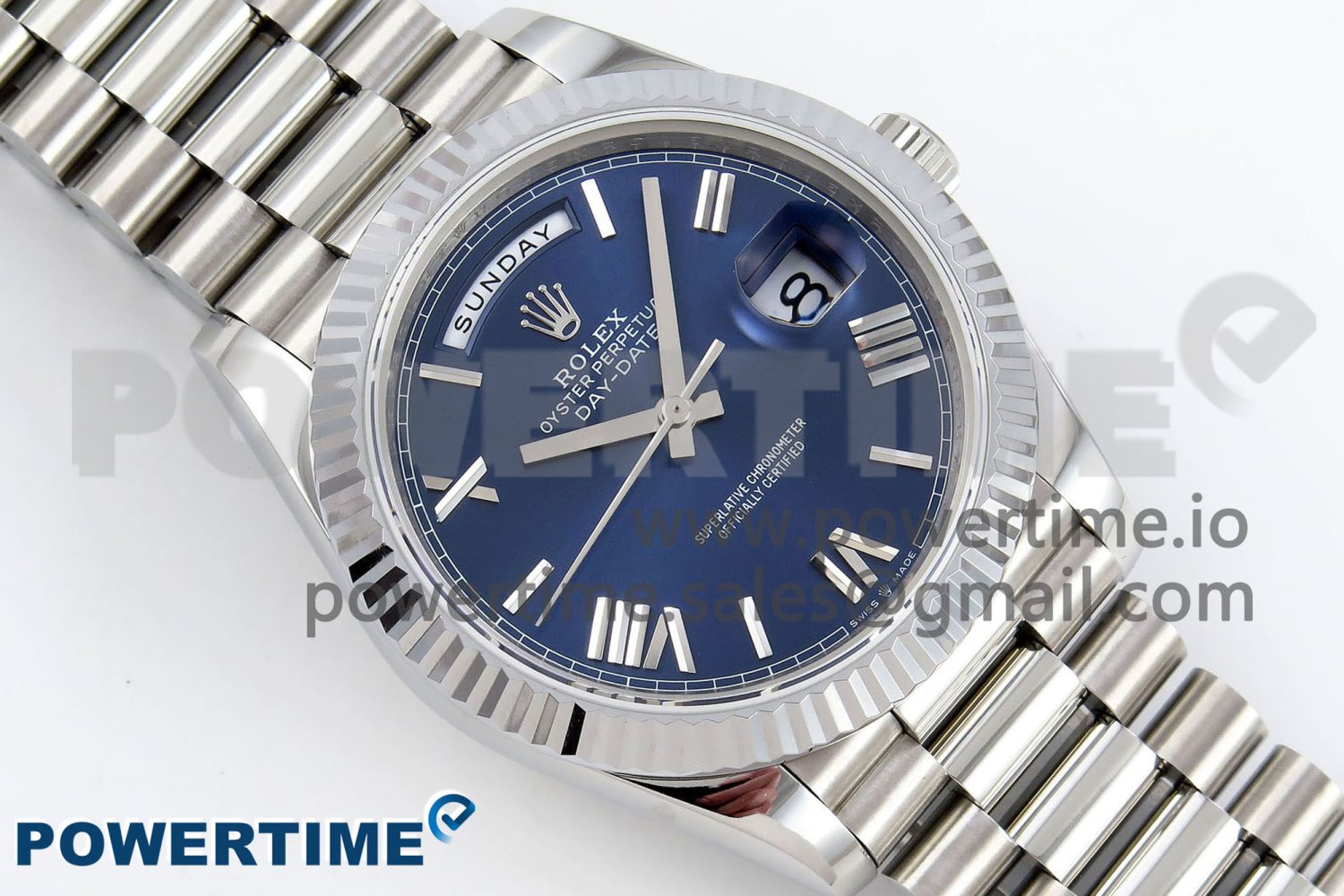 DayDate 40 SS JDF 904L Steel Blue Roman Dial on President Bracelet VR3255 V3 (Gain Weight) - Image 3