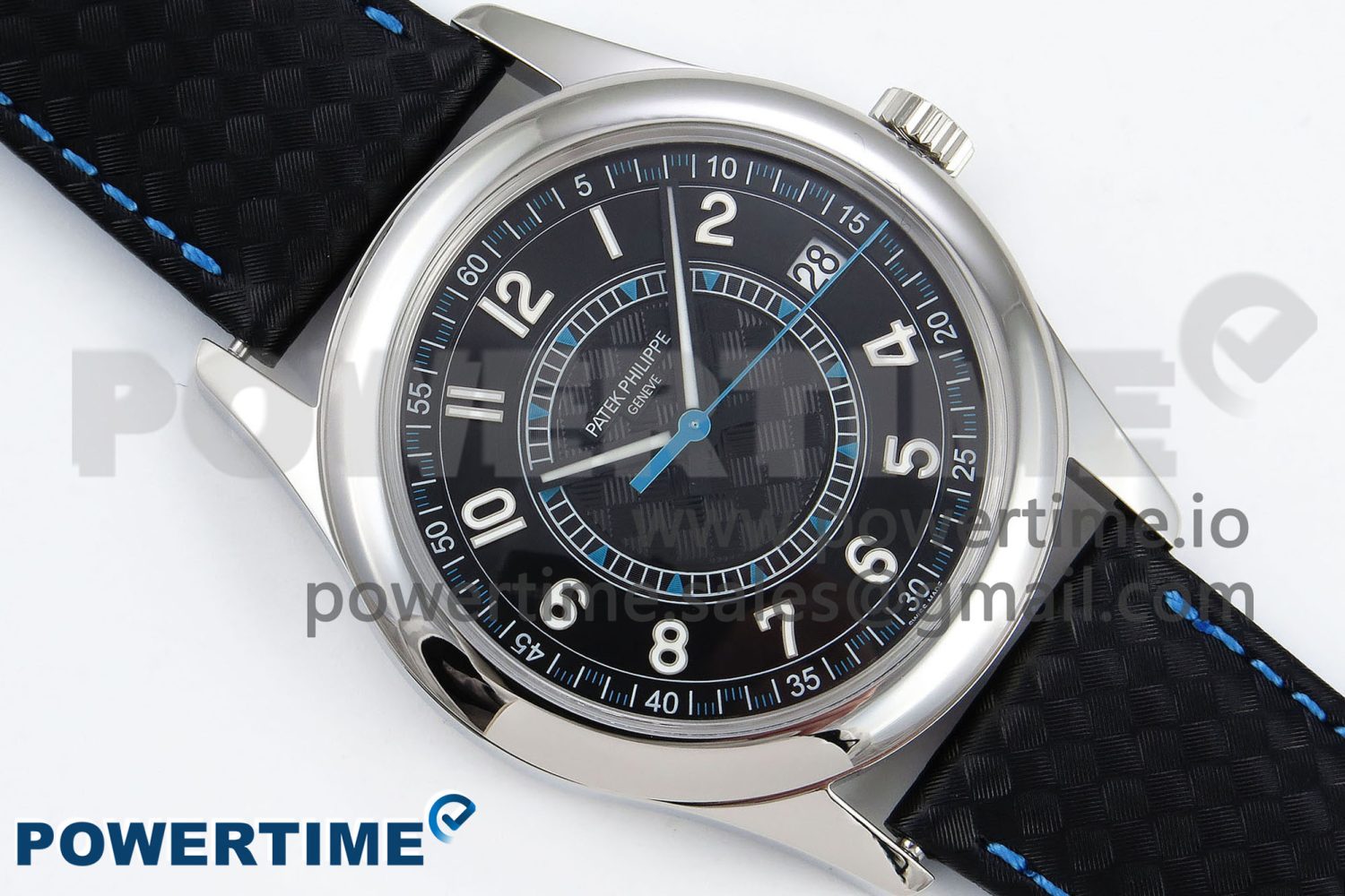 Calatrava 6007G SS PPF 1:1 Best Edition Black/Blue Dial on Black Leather Strap 330CS - Image 3