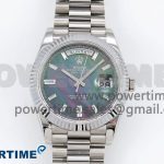 DayDate 40 SS QF 904L Steel Gray MOP Crystal Dial on President Bracelet VR3255 V5 (Gain Weight)