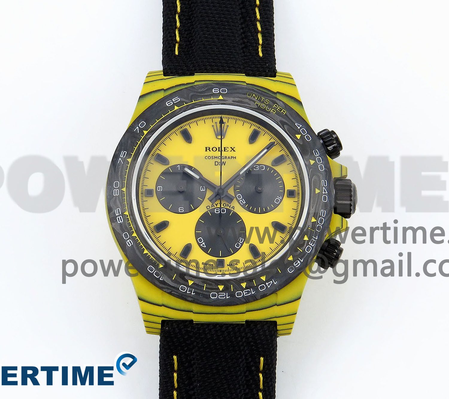 Daytona DIW Yellow Carbon N6F 1:1 Best Edition Yellow/Black Dial on Black Nylon Strap SA4130 V2