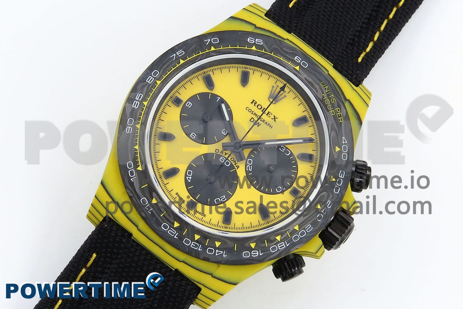 Daytona DIW Yellow Carbon N6F 1:1 Best Edition Yellow/Black Dial on Black Nylon Strap SA4130 V2 - Image 2