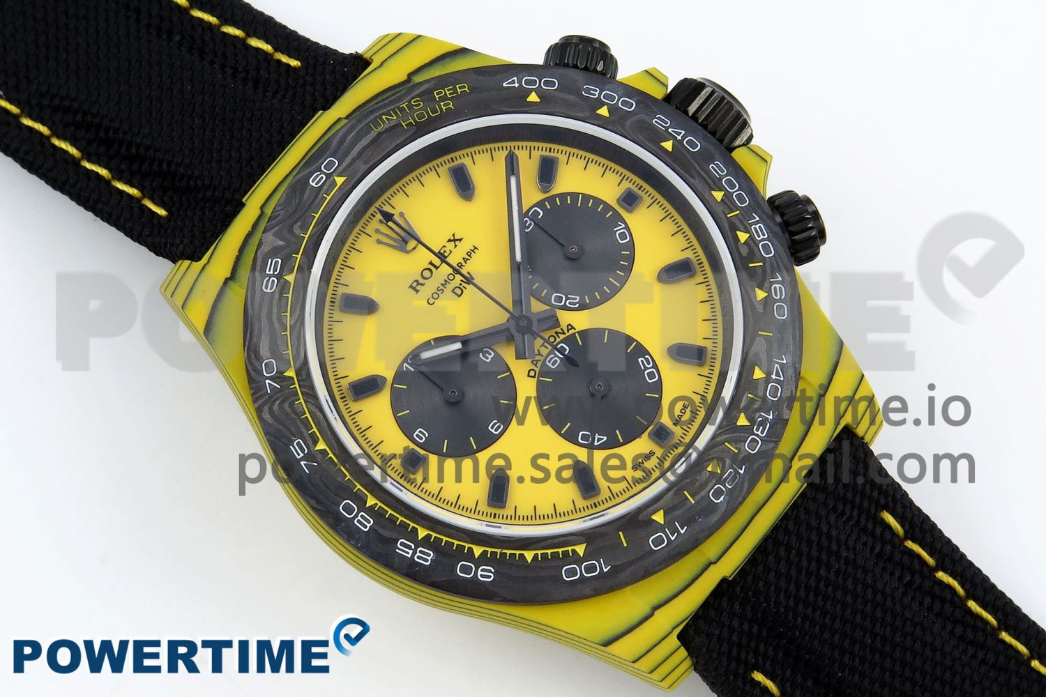 Daytona DIW Yellow Carbon N6F 1:1 Best Edition Yellow/Black Dial on Black Nylon Strap SA4130 V2 - Image 3