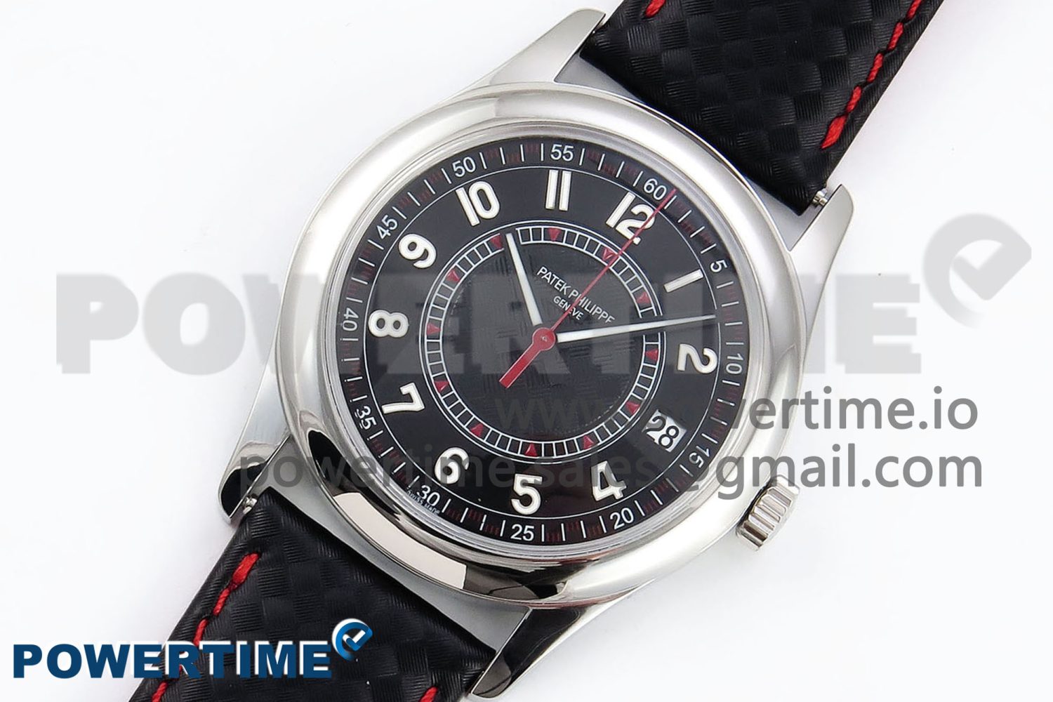Calatrava 6007G SS PPF 1:1 Best Edition Black/Red Dial on Black Leather Strap 330CS - Image 2
