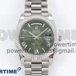 DayDate 40 SS QF 904L Steel Green Roman Dial on President Bracelet VR3255 V5 (Gain Weight)