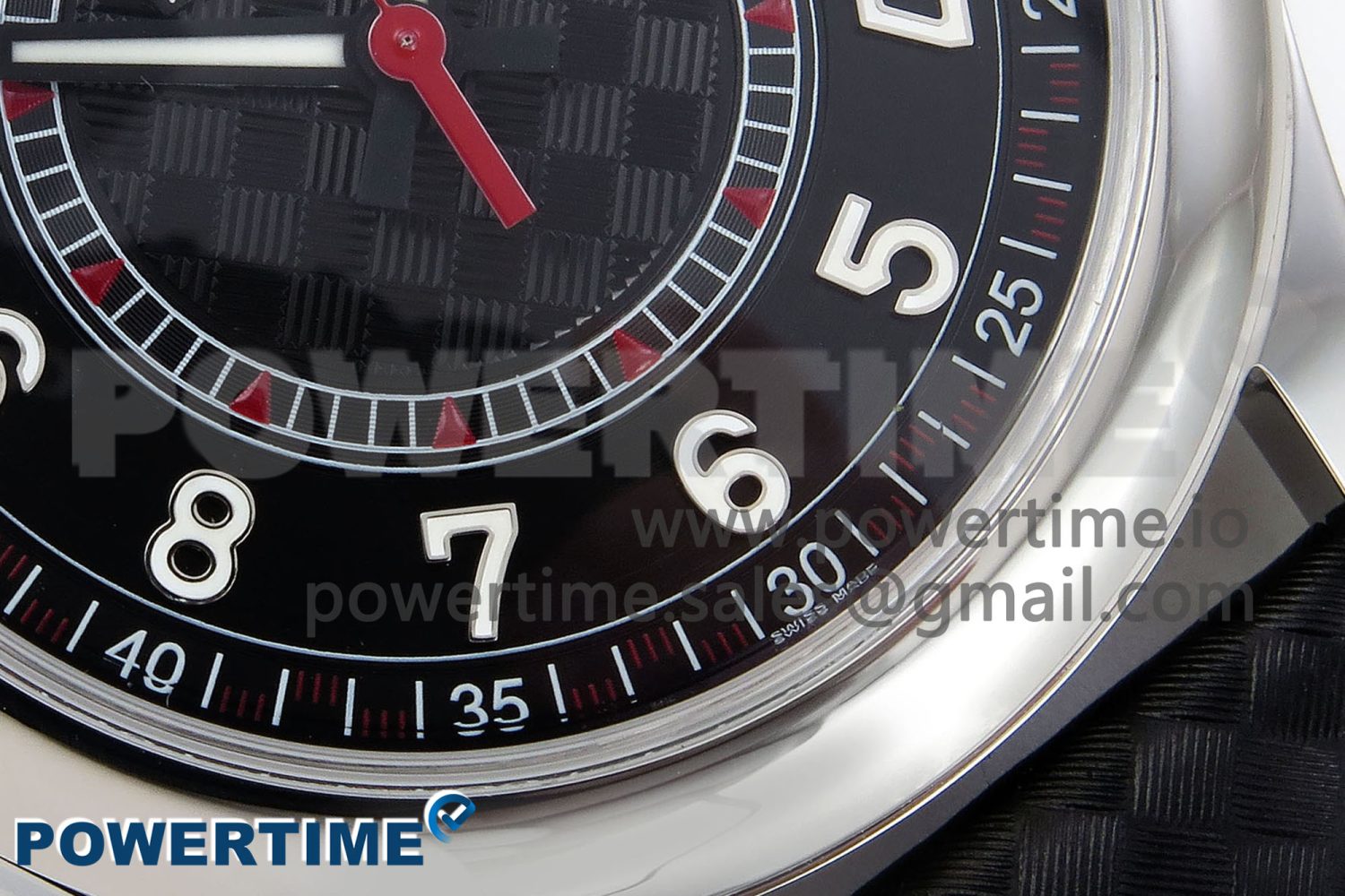 Calatrava 6007G SS PPF 1:1 Best Edition Black/Red Dial on Black Leather Strap 330CS - Image 5
