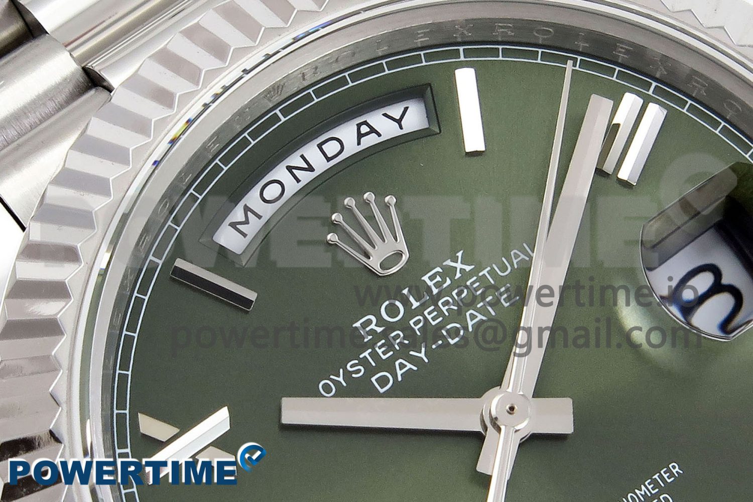 DayDate 40 SS JDF 904L Steel Green Roman Dial on President Bracelet VR3255 V3 (Gain Weight) - Image 4