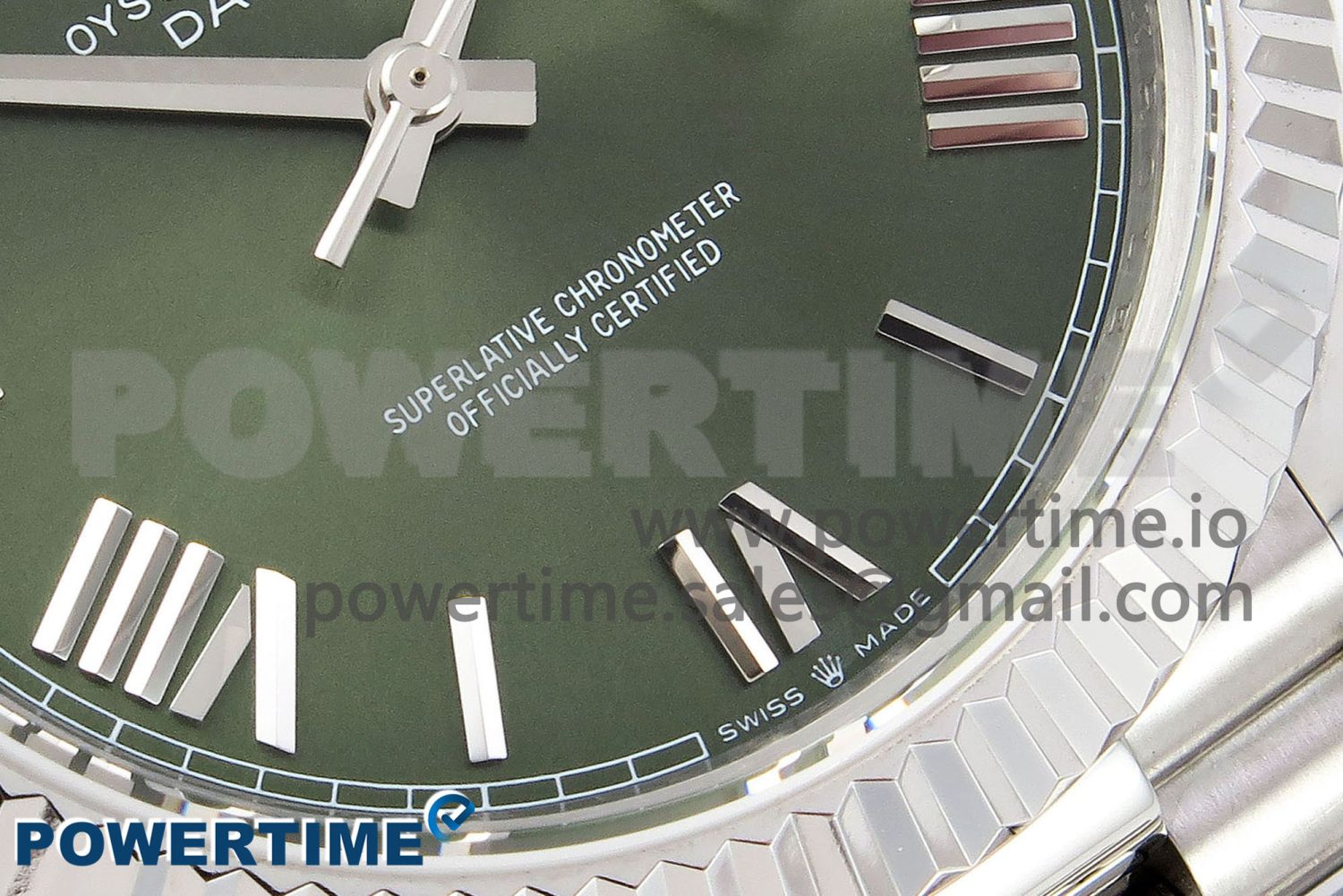 DayDate 40 SS JDF 904L Steel Green Roman Dial on President Bracelet VR3255 V3 (Gain Weight) - Image 5
