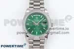 DayDate 40 SS JDF 904L Steel Light Green Stick Dial on President Bracelet VR3255 V3 (Gain Weight)