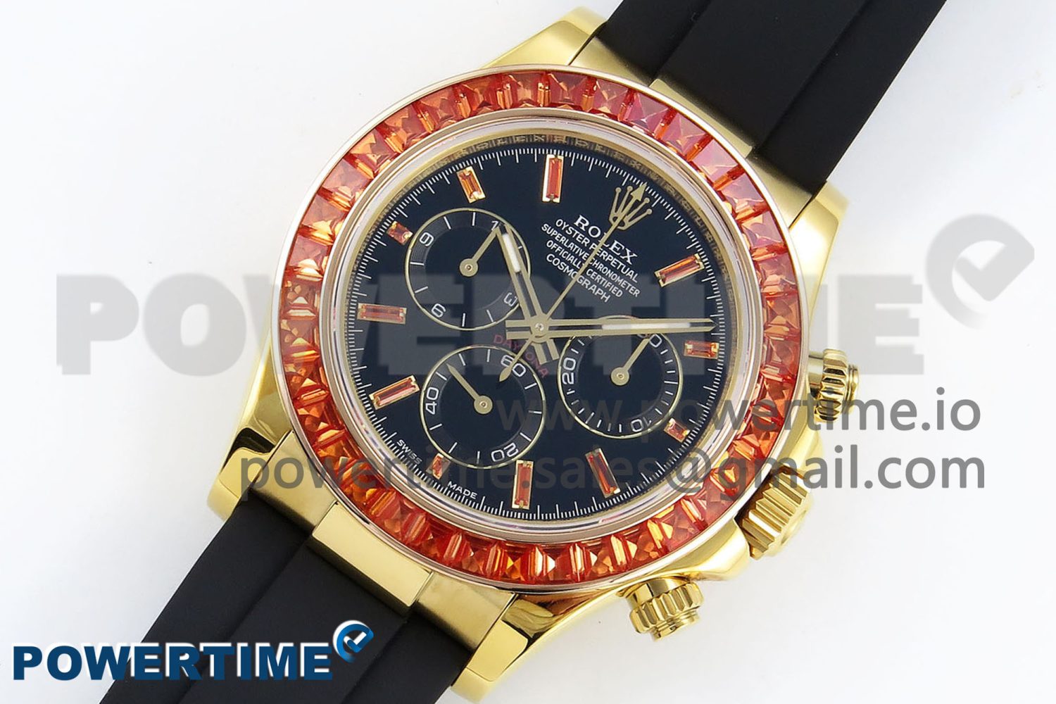 Daytona 116518 YG Orange Crystal Bezel N6F Best Edition Black Dial on Oysterflex Strap SA4130 - Image 2