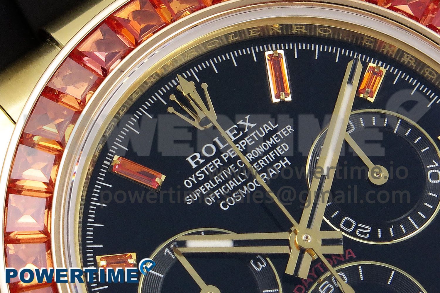 Daytona 116518 YG Orange Crystal Bezel N6F Best Edition Black Dial on Oysterflex Strap SA4130 - Image 4