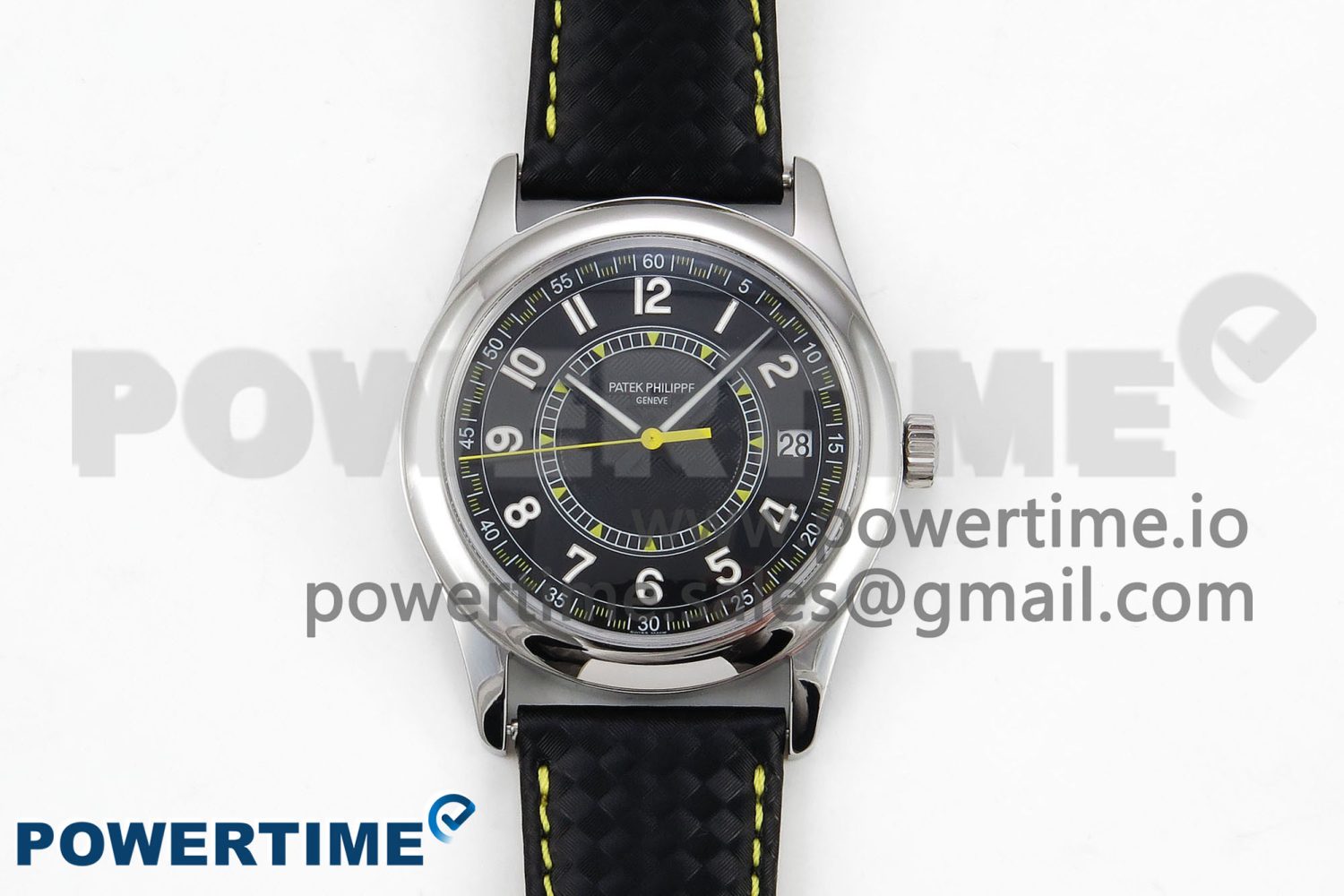 Calatrava 6007G SS PPF 1:1 Best Edition Black/Yellow Dial on Black Leather Strap - Image 1