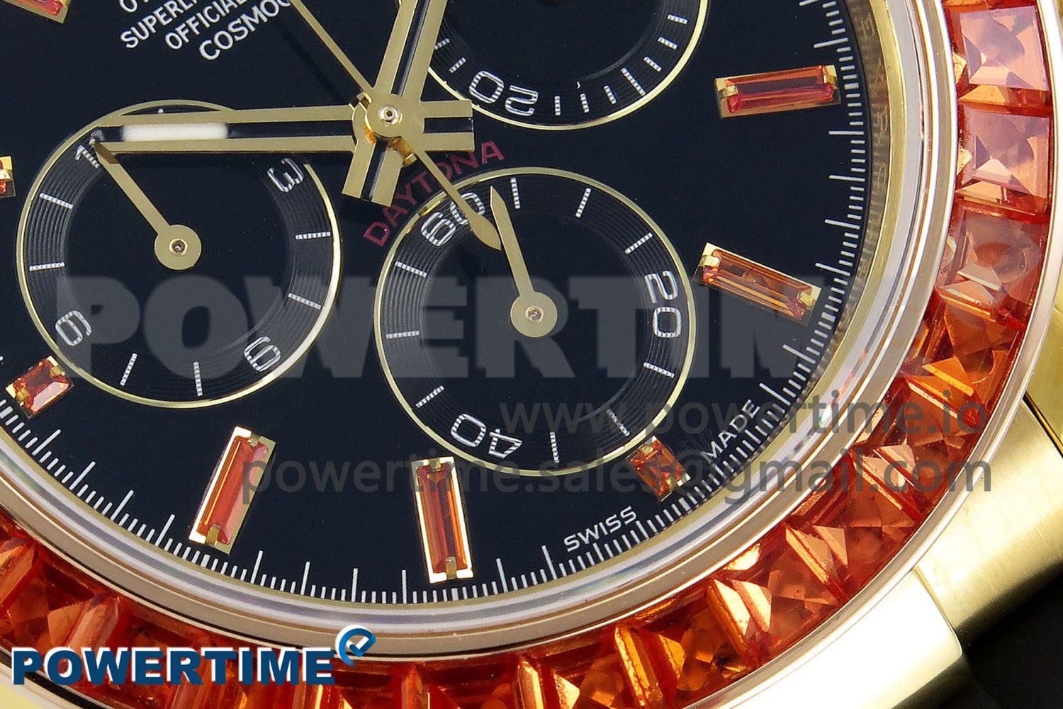 Daytona 116518 YG Orange Crystal Bezel N6F Best Edition Black Dial on Oysterflex Strap SA4130 - Image 5