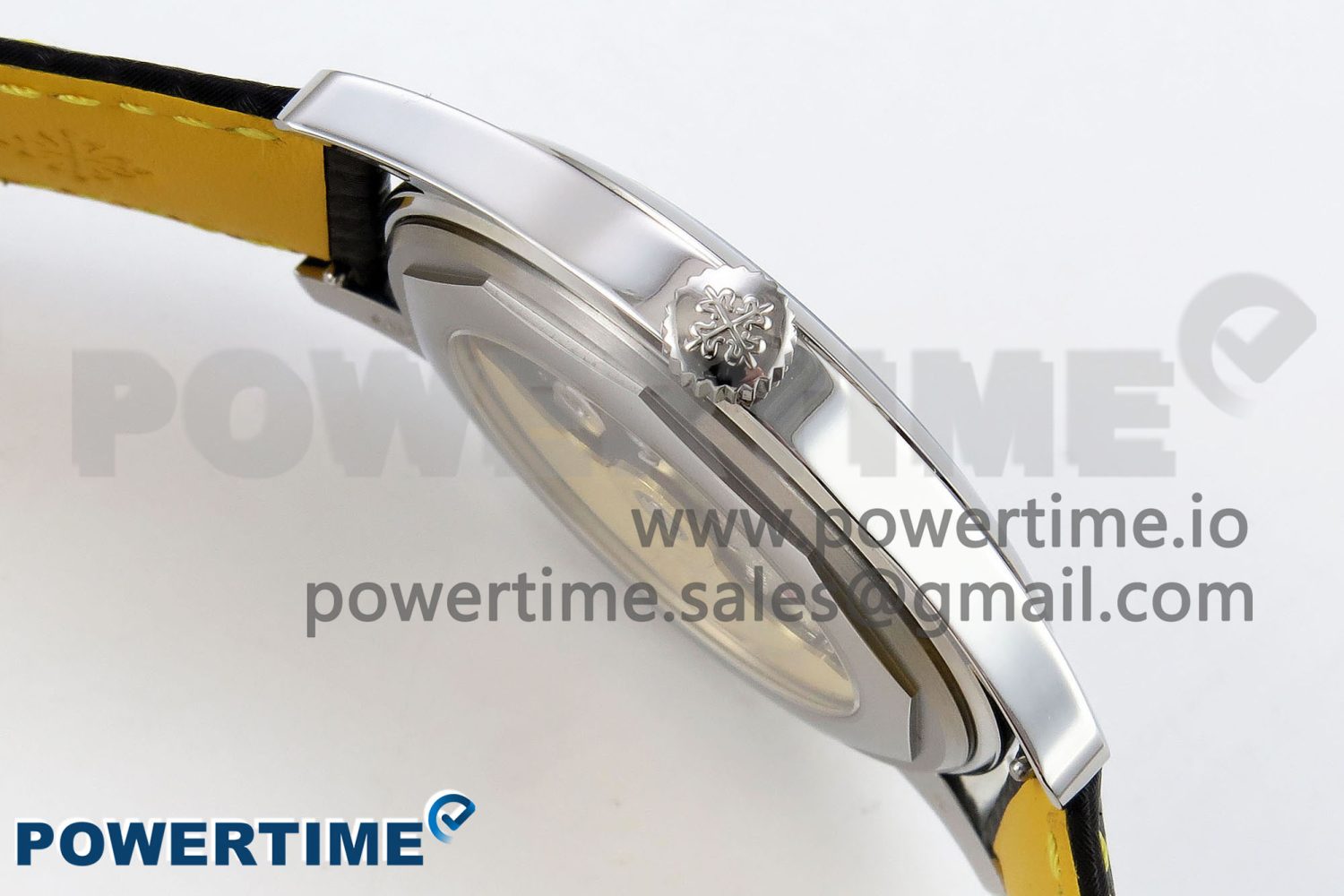 Calatrava 6007G SS PPF 1:1 Best Edition Black/Yellow Dial on Black Leather Strap - Image 6