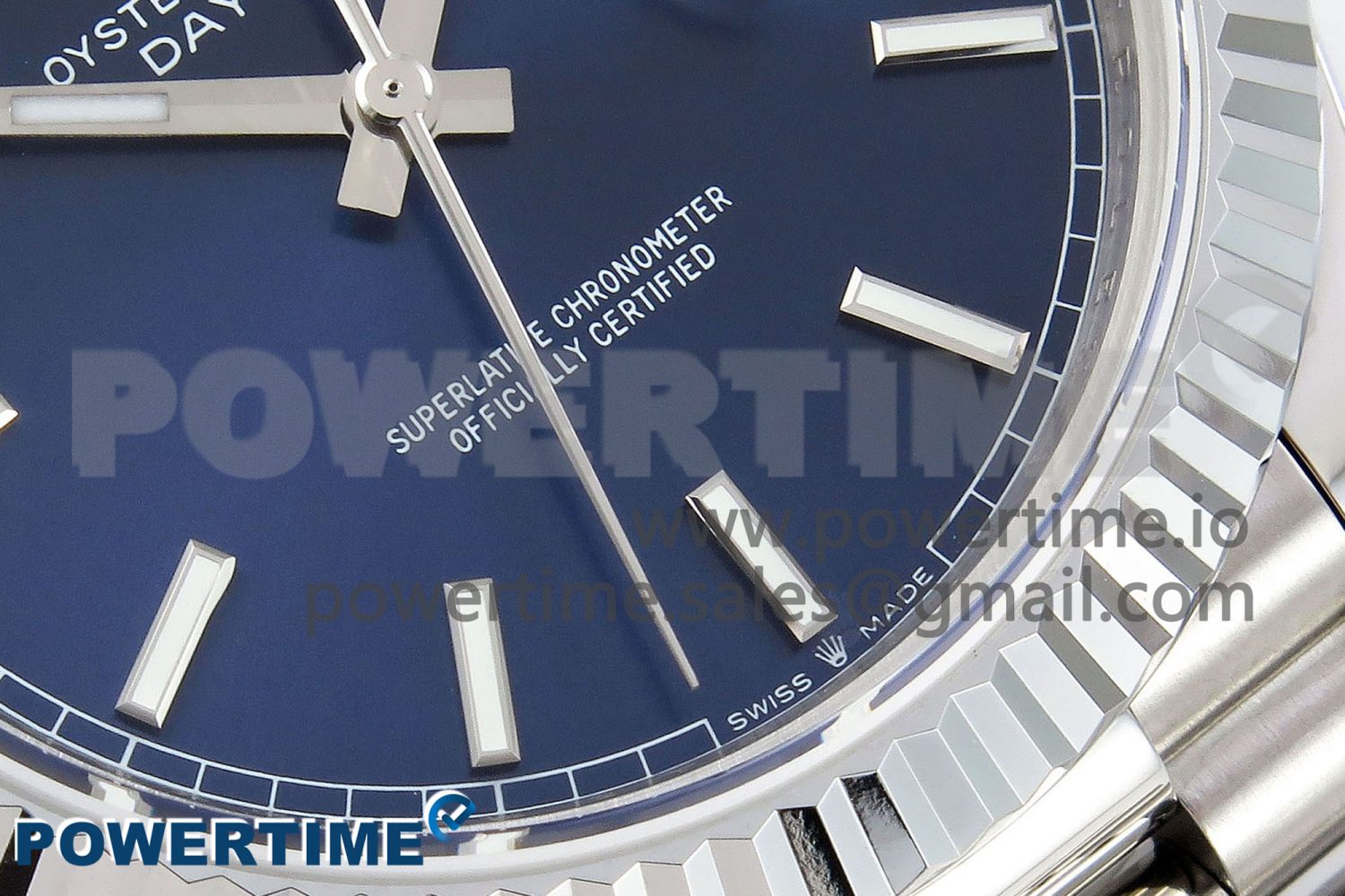 DayDate 40 SS JDF 904L Steel Blue Stick Dial on President Bracelet VR3255 V3 (Gain Weight) - Image 5