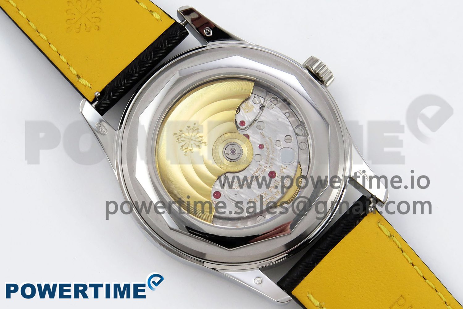 Calatrava 6007G SS PPF 1:1 Best Edition Black/Yellow Dial on Black Leather Strap - Image 9