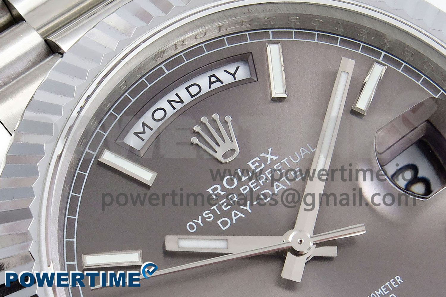 DayDate 40 SS JDF 904L Steel Gray Stick Dial on President Bracelet VR3255 V3 (Gain Weight) - Image 4