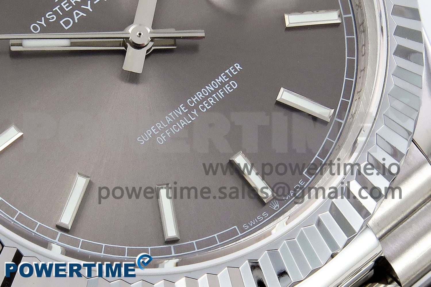DayDate 40 SS JDF 904L Steel Gray Stick Dial on President Bracelet VR3255 V3 (Gain Weight) - Image 5