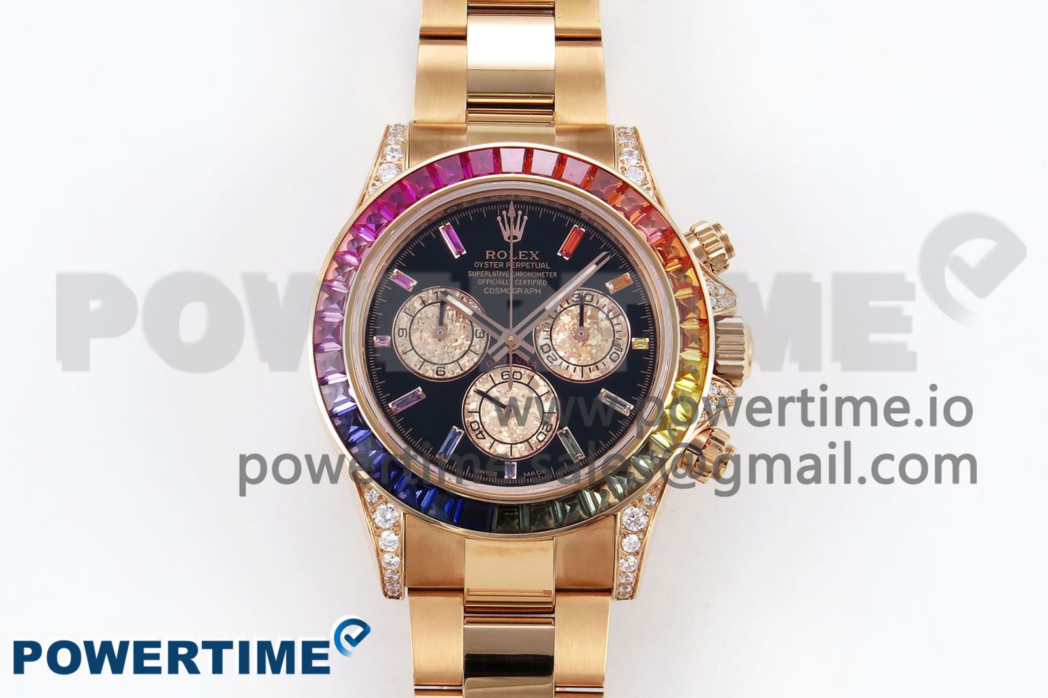 Daytona 116595RBOW RG Rainbow Crystal N6F Best Edition Black Dial on RG Bracelet SA4130 - Image 1